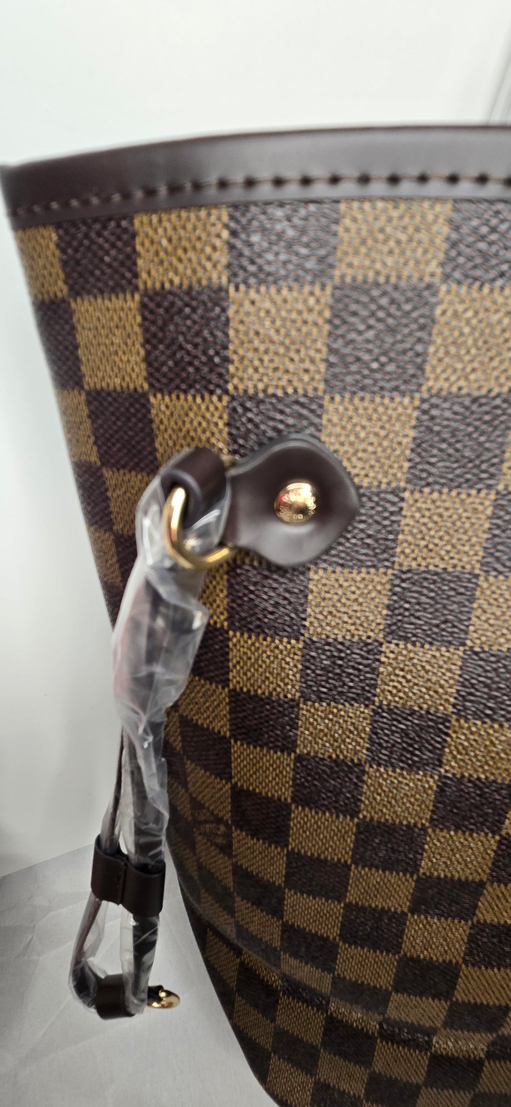LV Brown Checkered Tote (Red)