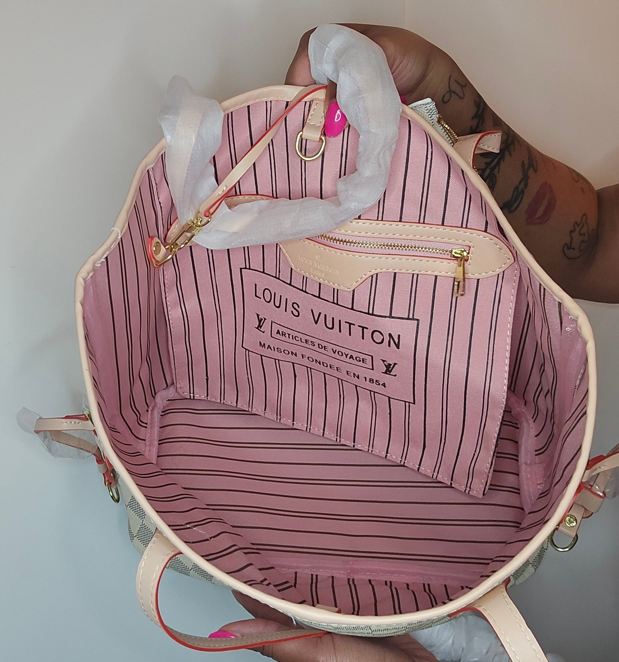 LV Blushed Checker Tote